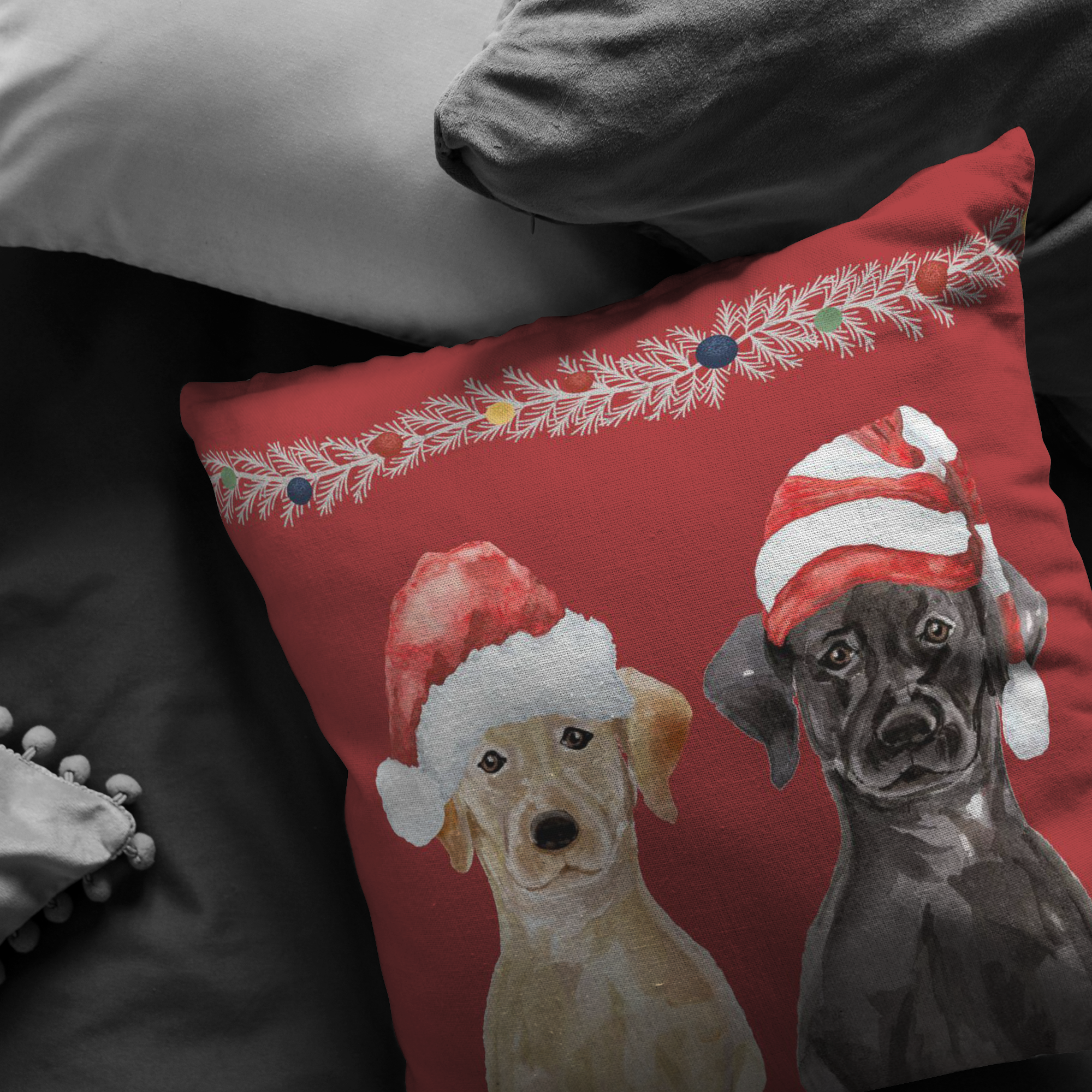 Labrador Retriever Pillow Christmas Pillow Yellow Lab Black Lab